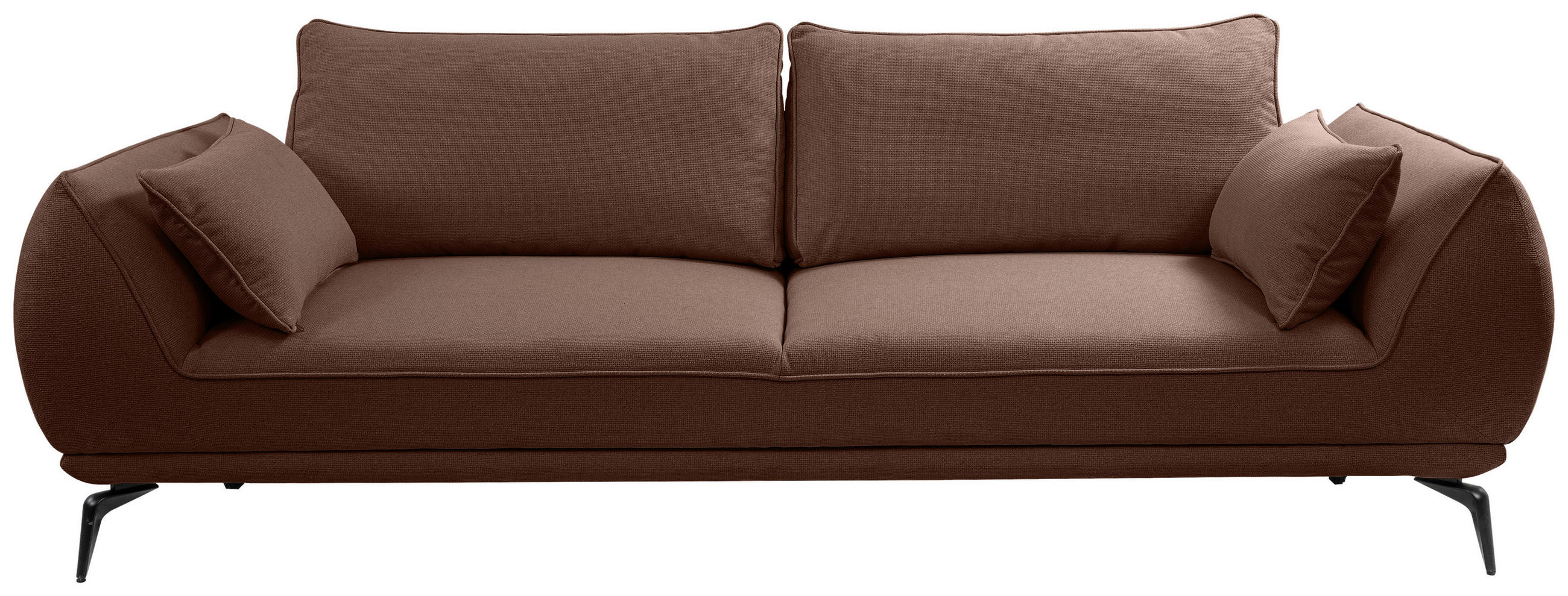 3-SITZER-SOFA in Webstoff Braun  - Creme/Schwarz, Modern, Textil/Metall (249/86/118cm) - MID.YOU