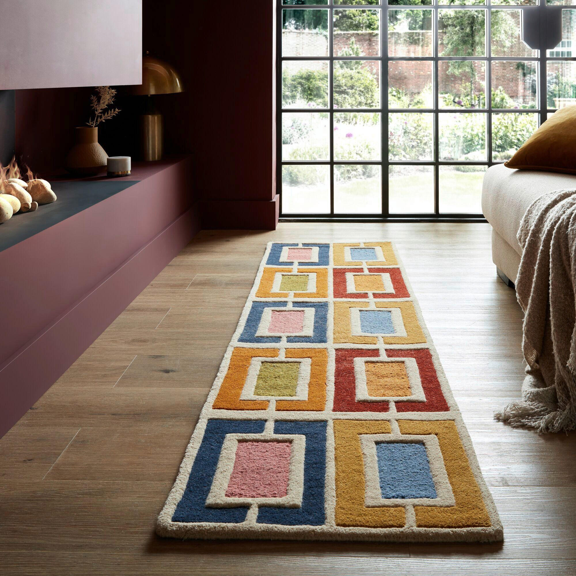 WOLLTEPPICH 60/230 cm RETRO BLOCKS Multicolor  - Multicolor, KONVENTIONELL, Textil (60/230cm)
