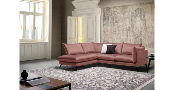 ECKSOFA in Samt Altrosa  - Schwarz/Altrosa, Design, Textil/Metall (200/241cm) - Carryhome