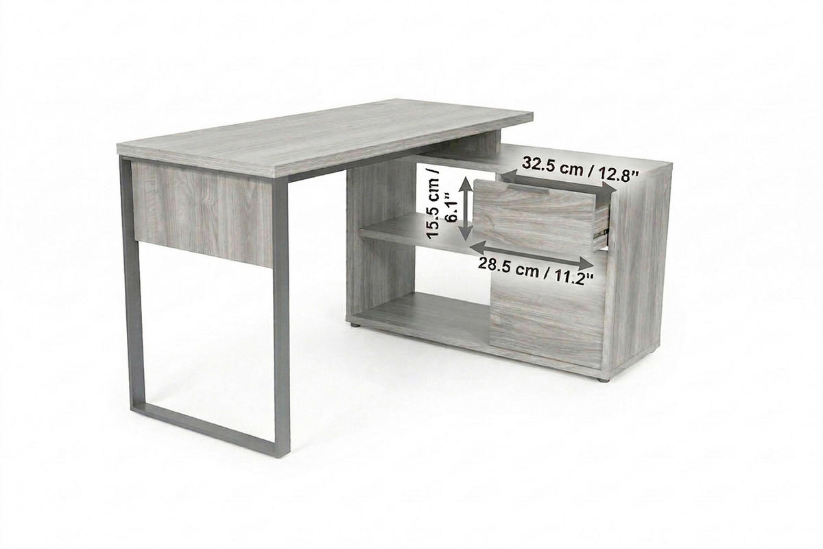 ECKSCHREIBTISCH 140/76/100 cm Walnussfarben Stauraum, seitenverkehrt montierbar, in verschiedenen Holz-Dekoren erhältlich  - Eichefarben/Anthrazit, LIFESTYLE, Holzwerkstoff/Metall (140/76/100cm) - MID.YOU