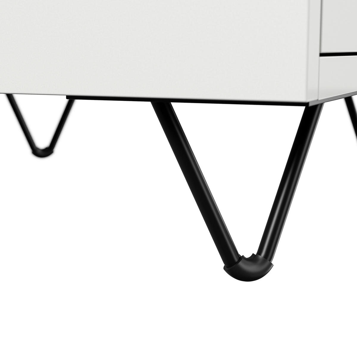 NACHTTISCH 41,2/65/42 cm  - Weiß Hochglanz/Schwarz, Basics, Holzwerkstoff/Metall (41,2/65/42cm) - MID.YOU