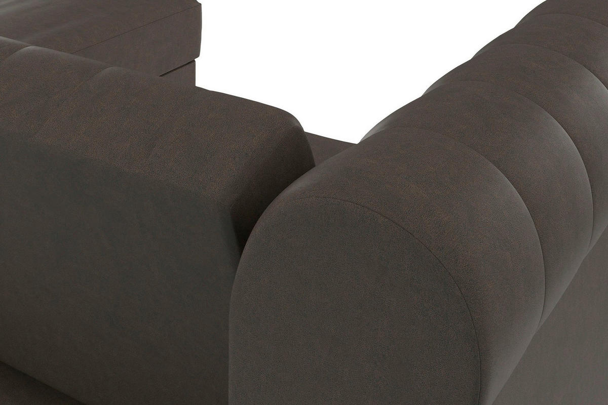 ECKSOFA FIRENZE in Mikrofaser Dunkelbraun  - Dunkelbraun/Schwarz, Basics, Holz/Textil (241/154cm) - Livetastic