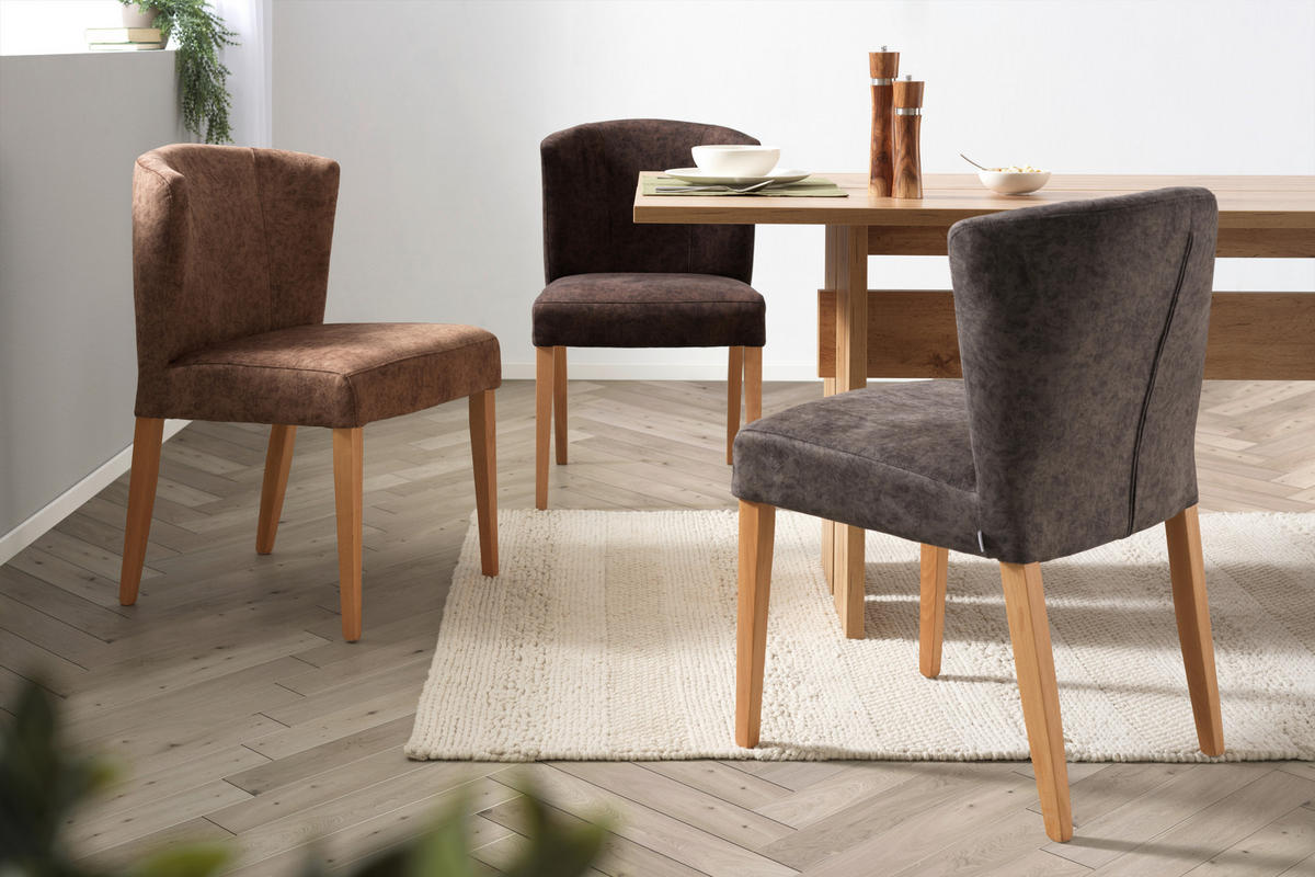 STUHL Braun Buche massiv  - Braun/Naturfarben, MODERN, Holz (52/83/62cm)