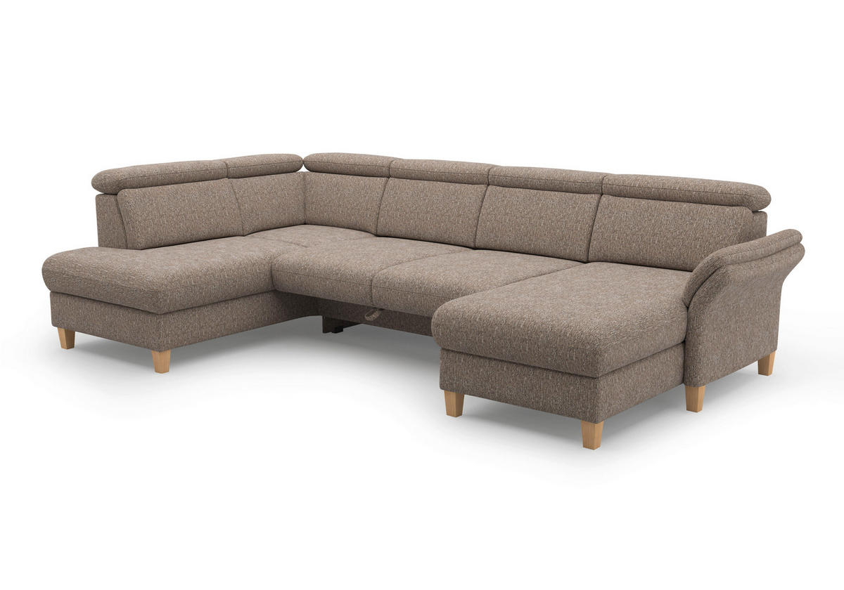 WOHNLANDSCHAFT Chenille Cappuccino  - Eichefarben/Cappuccino, Konventionell, Holz/Textil (193/321/166cm) - Sit & More