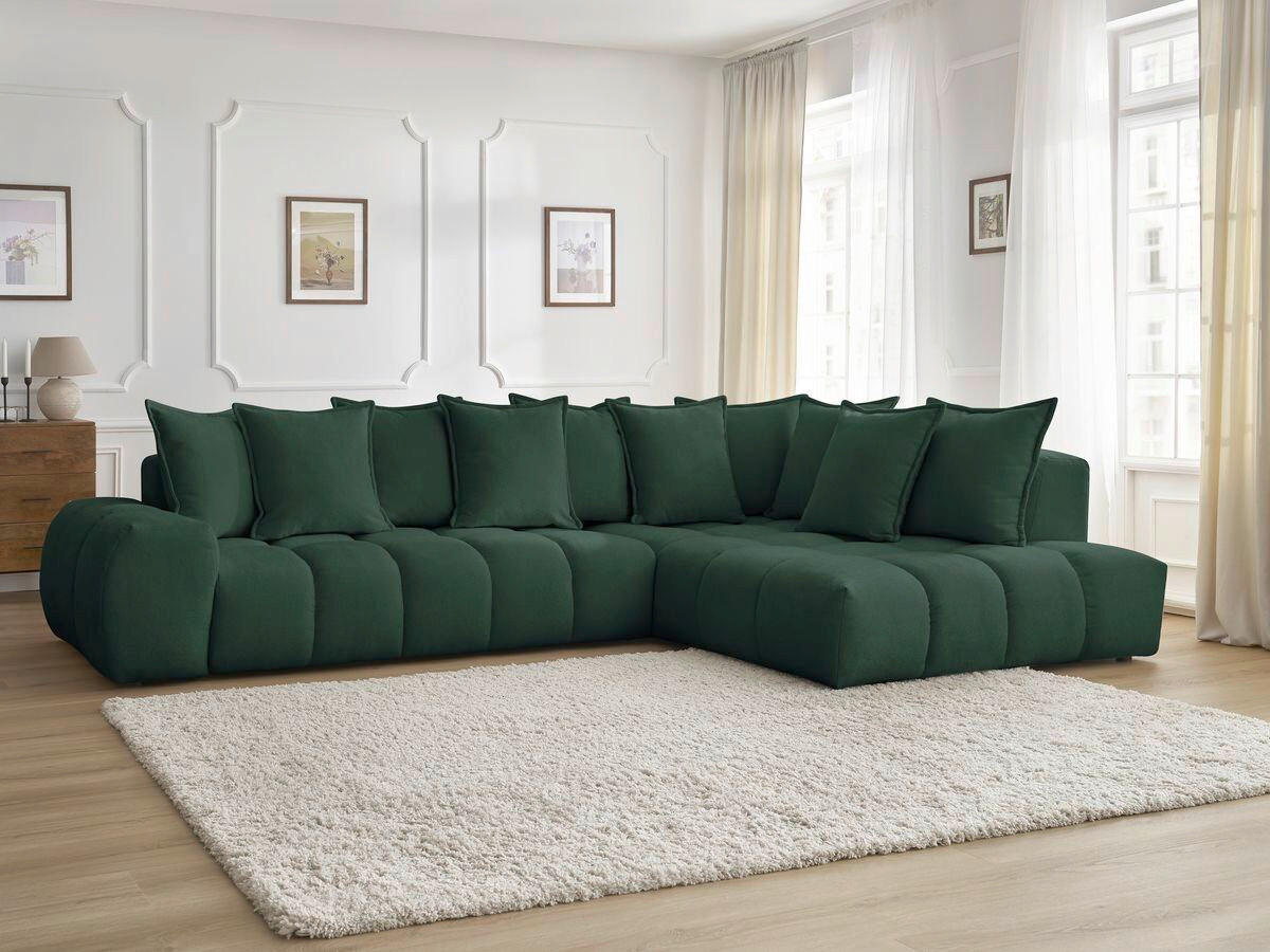 ECKSOFA Ottomane rechts  EVEREST Grün Struktur  - Schwarz/Grün, MODERN, Kunststoff/Textil (352/210cm)