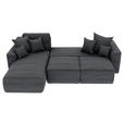 ECKSOFA Dunkelgrau Cord Zierkissen, Rückenkissen, Bettkasten, Schlaffunktion, Rücken echt, Liegefläche im Originalstoff  - Chromfarben/Dunkelgrau, KONVENTIONELL, Kunststoff/Textil (195/293cm) - Carryhome