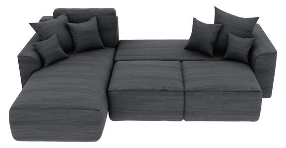 ECKSOFA Dunkelgrau Cord Zierkissen, Rückenkissen, Bettkasten, Schlaffunktion, Rücken echt, Liegefläche im Originalstoff  - Chromfarben/Dunkelgrau, KONVENTIONELL, Kunststoff/Textil (195/293cm) - Carryhome
