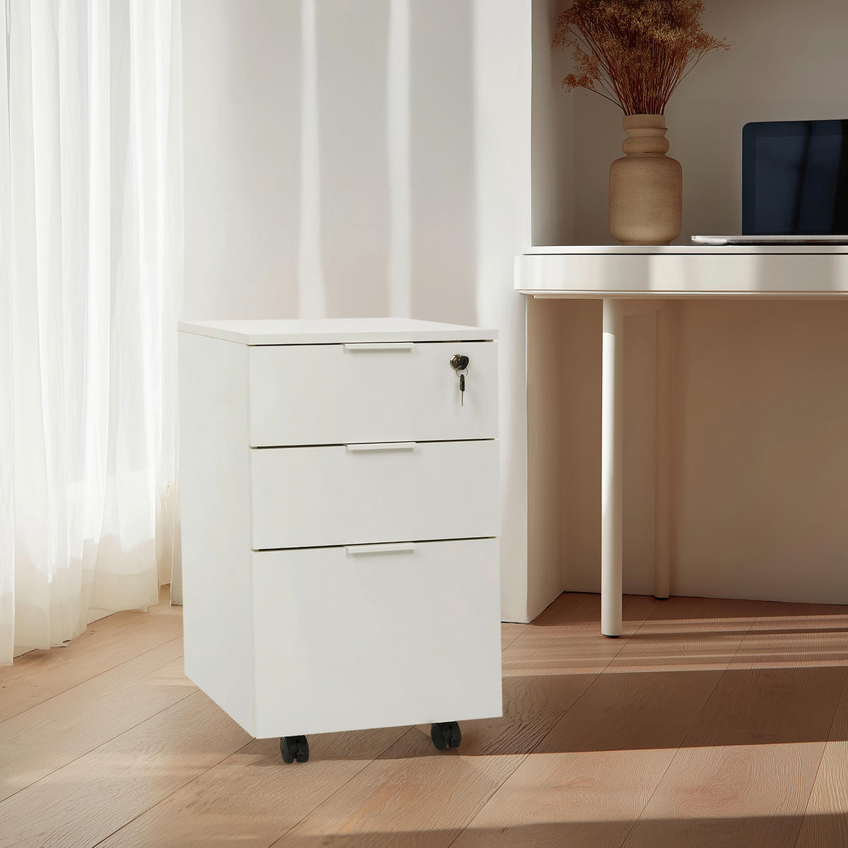 ROLLCONTAINER Weiß  - Weiß, MODERN, Holzwerkstoff/Kunststoff (41,5/66/40cm) - MID.YOU