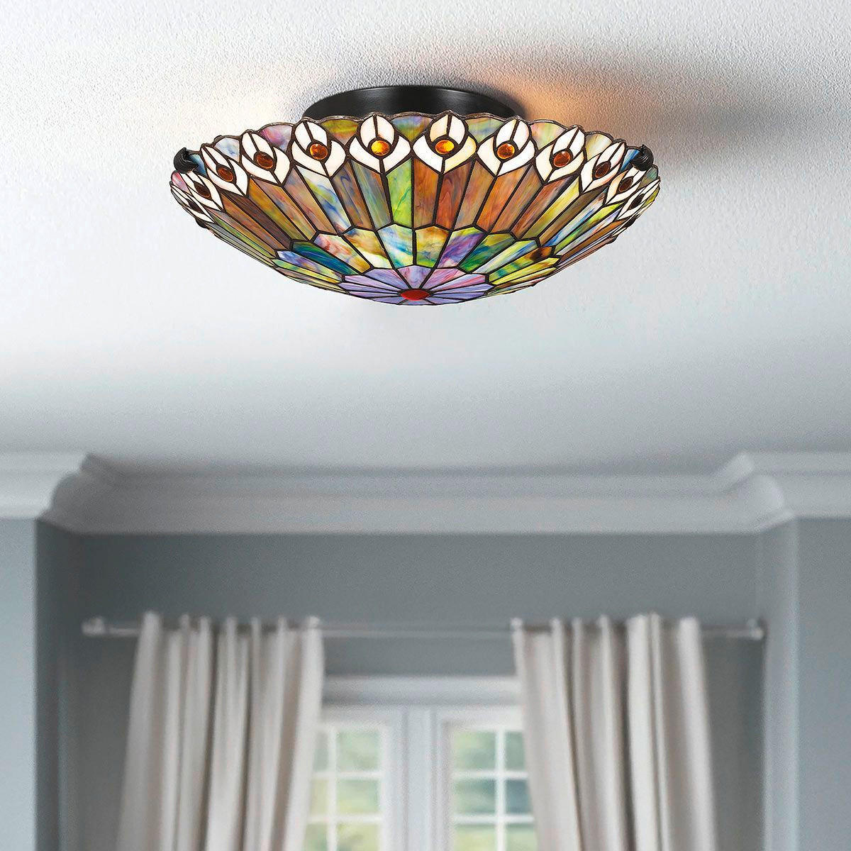 DECKENLEUCHTE  13,5/42,0 cm    - Dunkelbraun/Multicolor, Konventionell, Glas/Metall (13,5/42,0cm) - Elstead Lighting