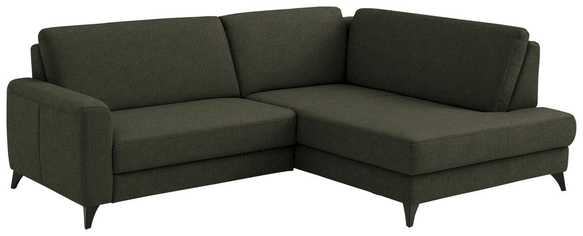 ECKSOFA  Chenille Dunkelgrün  - Dunkelgrün/Schwarz, Design, Textil/Metall (239/182cm) - Beldomo Comfort