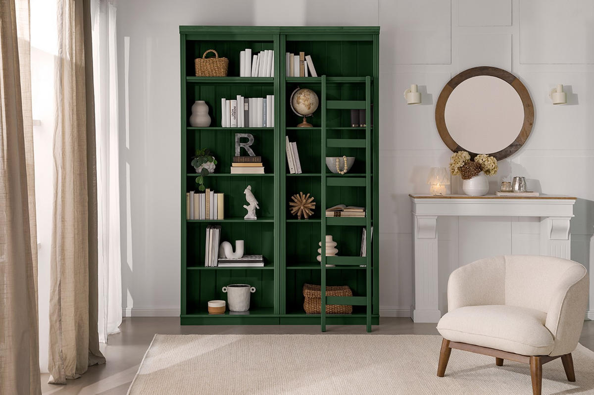 REGAL Kiefer massiv Grün  - Grün, Design, Holz (74/223/37cm) - Livetastic
