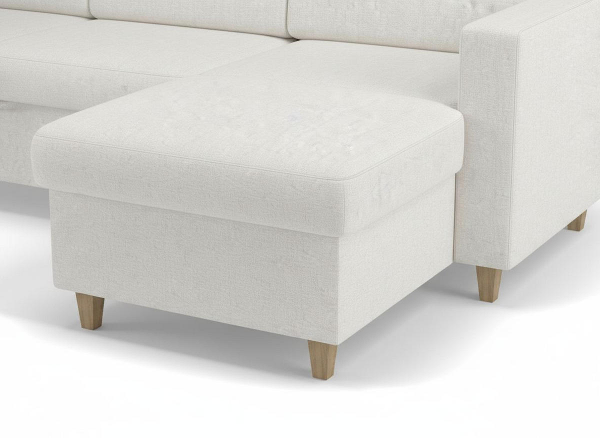 WOHNLANDSCHAFT NIKAS Creme Bouclé  - Buchefarben/Creme, Design, Holz/Textil (310/198/145cm) - MID.YOU