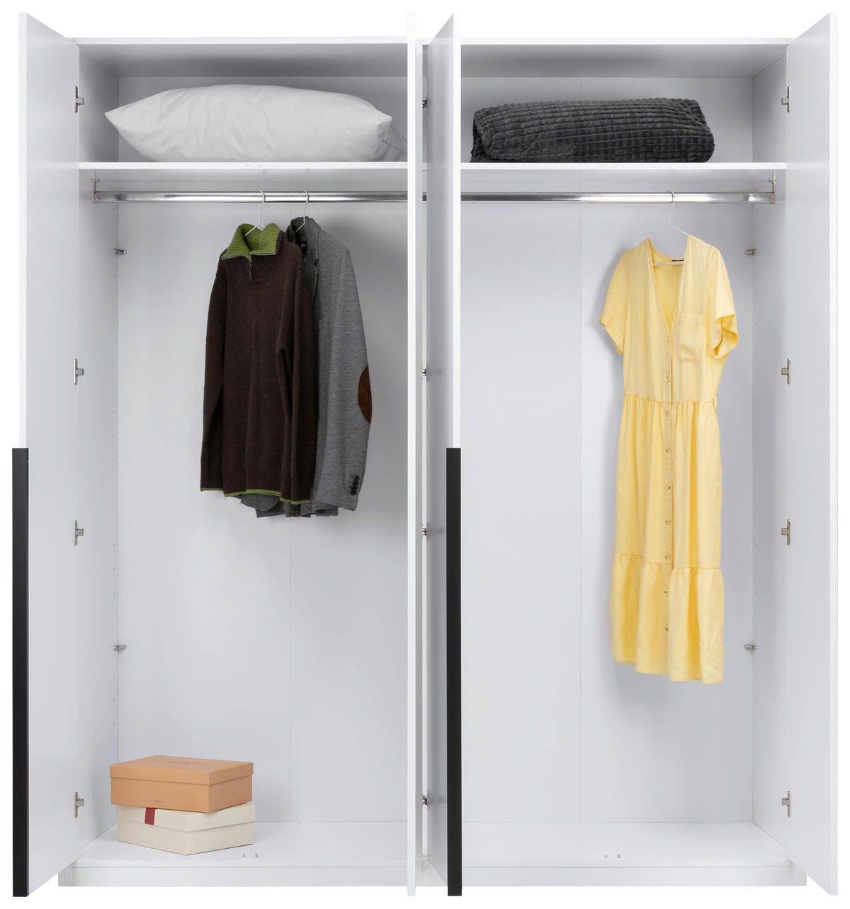 DREHTÜRENSCHRANK Weiss  - Weiss/Schwarz, Modern, Holzwerkstoff/Metall (185/211/53cm) - MID.YOU