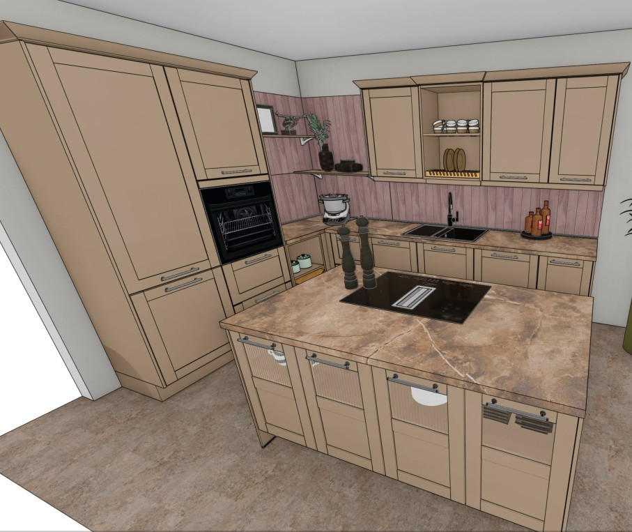 Bucătărie La Comandă   - verde deschis/gri deschis, Modern, material pe bază de lemn - Celina