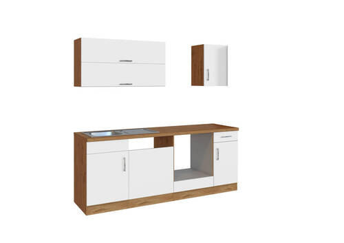 KÜCHENLEERBLOCK 210 cm in Weiß - Eichefarben/Weiß, MODERN (210cm) - Held