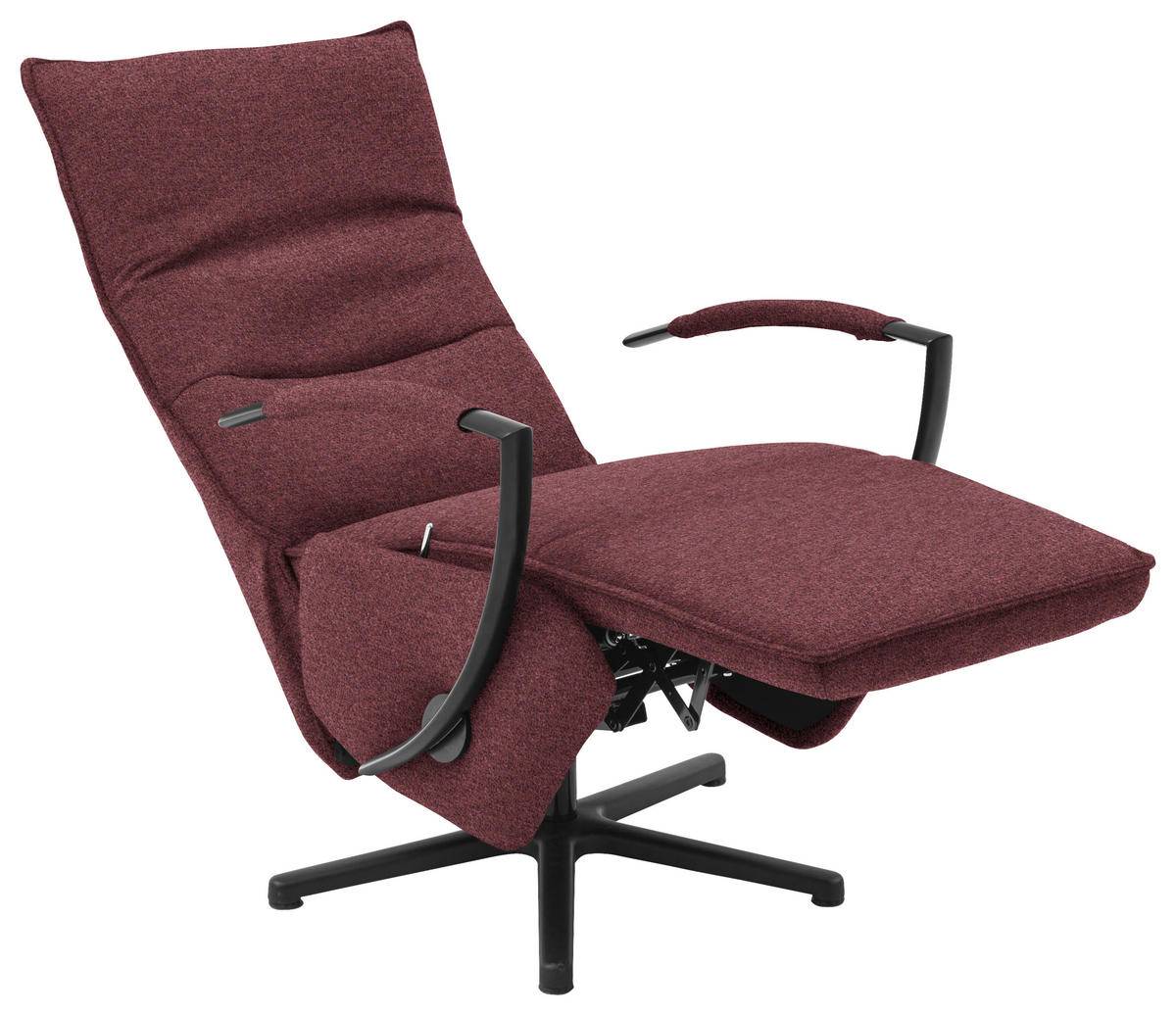 RELAXSESSEL Webstoff Relaxfunktion    - Rot/Schwarz, Design, Textil/Metall (66/110-114/84cm) - Moderano