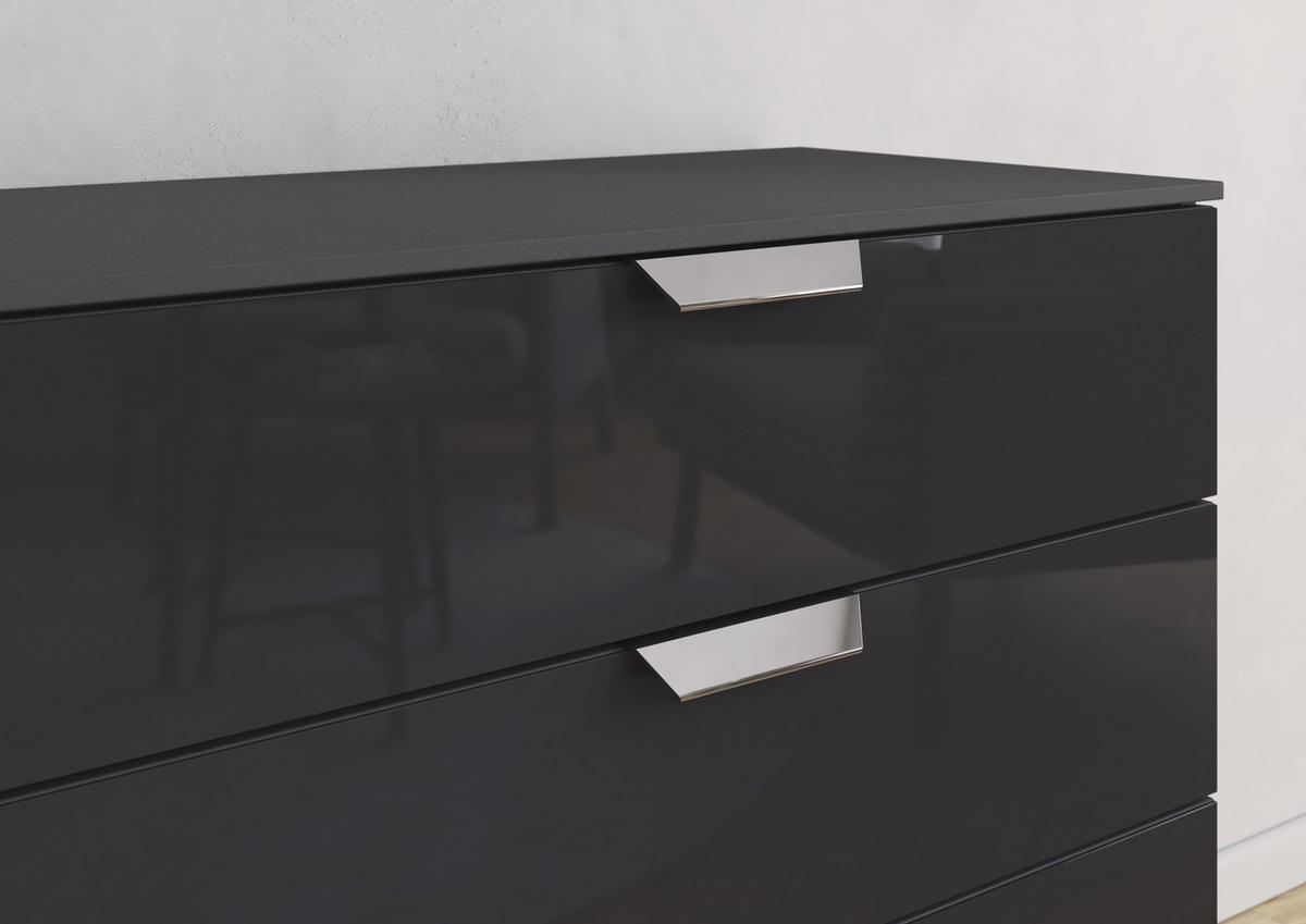KOMMODE  in 80/81/42 cm  - Chromfarben/Dunkelgrau, Design, Glas/Holzwerkstoff (80/81/42cm) - Carryhome