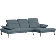 ECKSOFA Ottomane rechts, Eckteil  More_LZ Blau Webstoff  - Blau/Schwarz, Design, Textil/Metall (296/188cm) - Xora