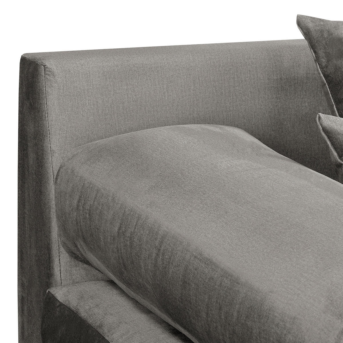 ECKSOFA Naomi Dunkelgrau Velours Rückenkissen  - Dunkelgrau/Schwarz, Design, Kunststoff/Textil (243/284cm) - P & B
