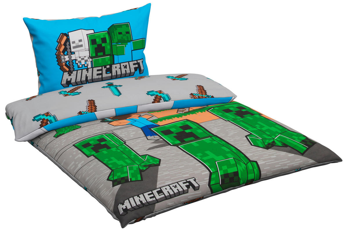 DEČJA POSTELJINA 140/200 cm tekstil višebojna  - višebojna, Konvencionalno, tekstil (140/200cm) - Minecraft