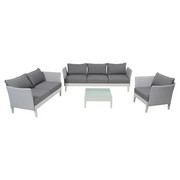 LOUNGEGARNITUR 16-teilig - Weiß/Grau, MODERN, Glas/Textil - Ambia Garden