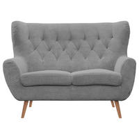 2-SITZER-SOFA Cord Hellgrau  - Eichefarben/Hellgrau, Design, Holz/Textil (137/101/95cm) - Stylife