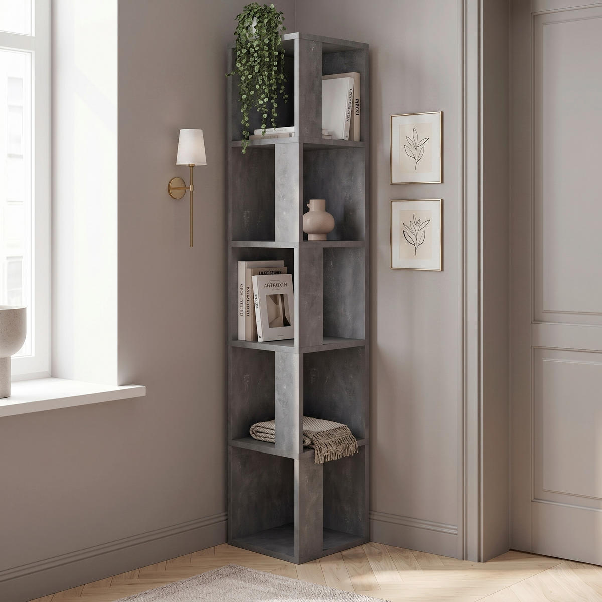 ECKREGAL 32/159/32 cm Grau  - Grau, Design, Holzwerkstoff (32/159/32cm) - Livetastic