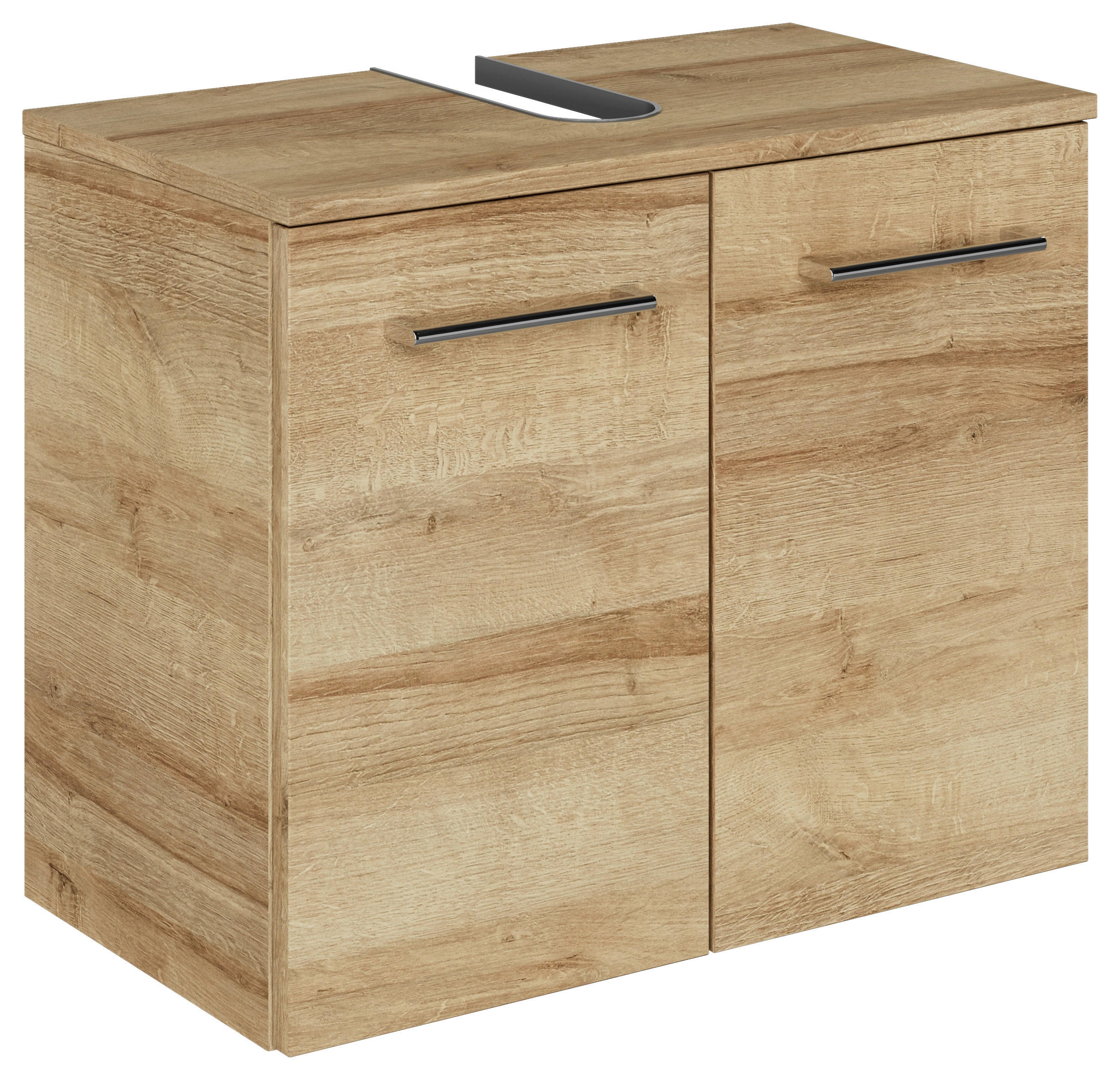 WASCHBECKENUNTERSCHRANK 60/49,8/33,3 cm  - Chromfarben/Eichefarben, KONVENTIONELL, Holzwerkstoff/Metall (60/49,8/33,3cm) - Sadena
