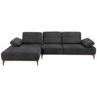 ECKSOFA in Mikrofaser Dunkelgrau  - Dunkelgrau/Beige, Design, Textil/Metall (176/298cm) - Valnatura