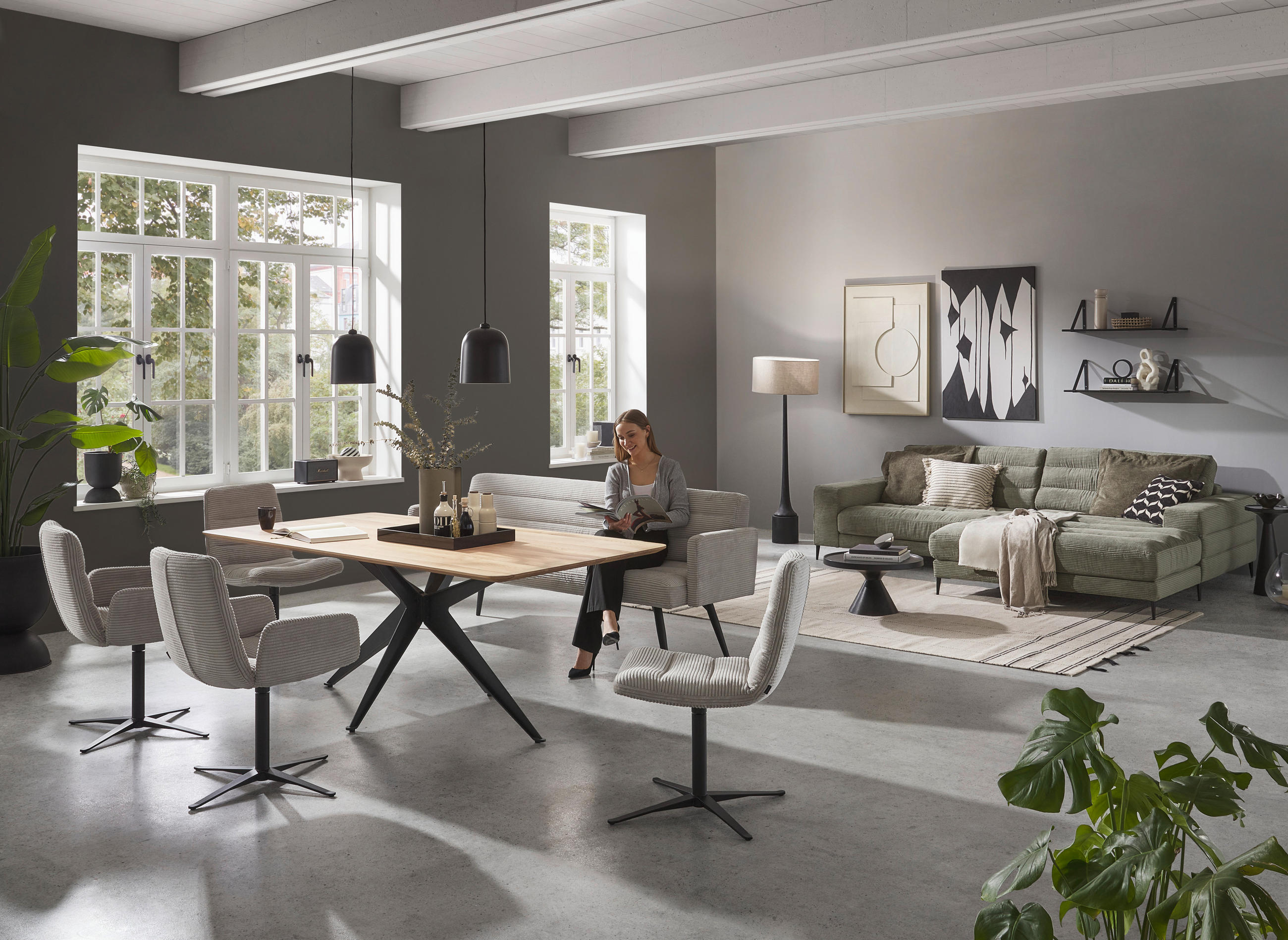 STUHL - Hellgrau/Schwarz, Design, Textil/Metall (52/88/66cm) - Dieter Knoll