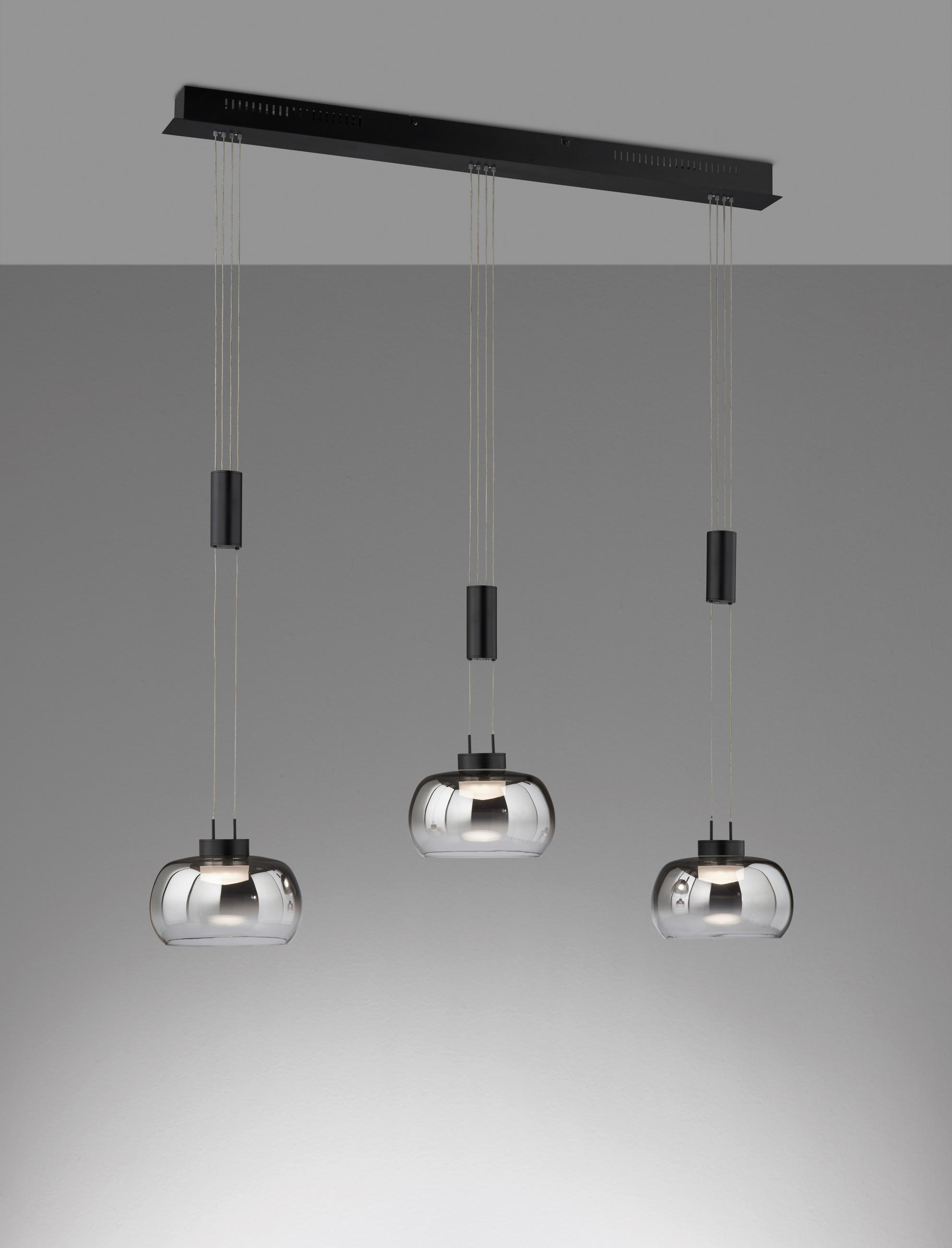 LED-PENDELLEUCHTE Arosa 98/22/108 - 168 cm   - Schwarz, Design, Metall (98/22/108 - 168cm) - Fischer & Honsel
