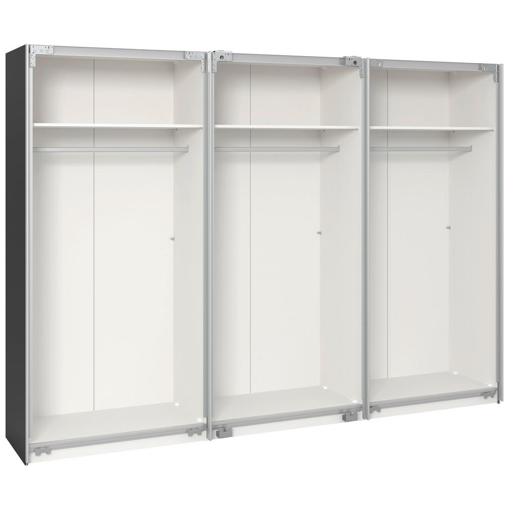 Thumbnail - Boxxx Schwebetürenschrank, Anthrazit, Schwarz, Holzwerkstoff, 3 Fächer, 303x215x65 cm, erweiterbar, Beimöbel erhältlich,...