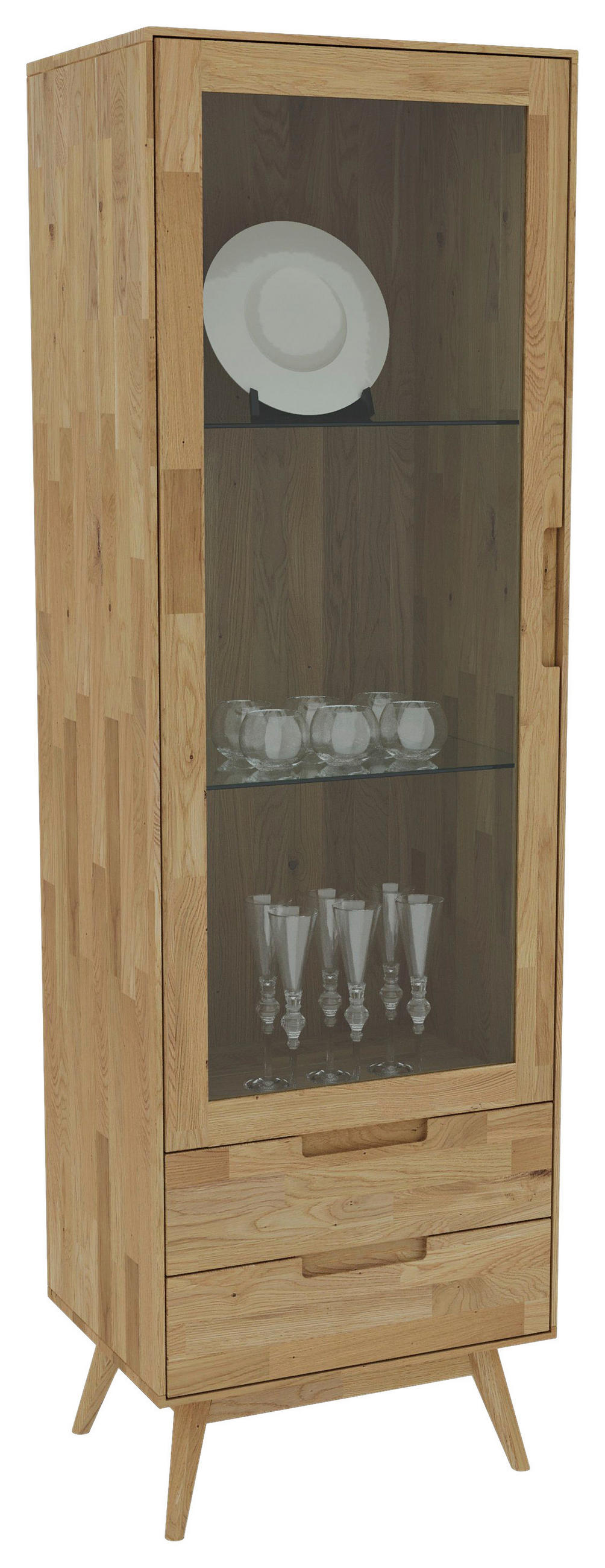 VITRINSKÅP skogsek  60/195/45 cm  - skogsek/transparent, Natur, trä/glas (60/195/45cm) - home24