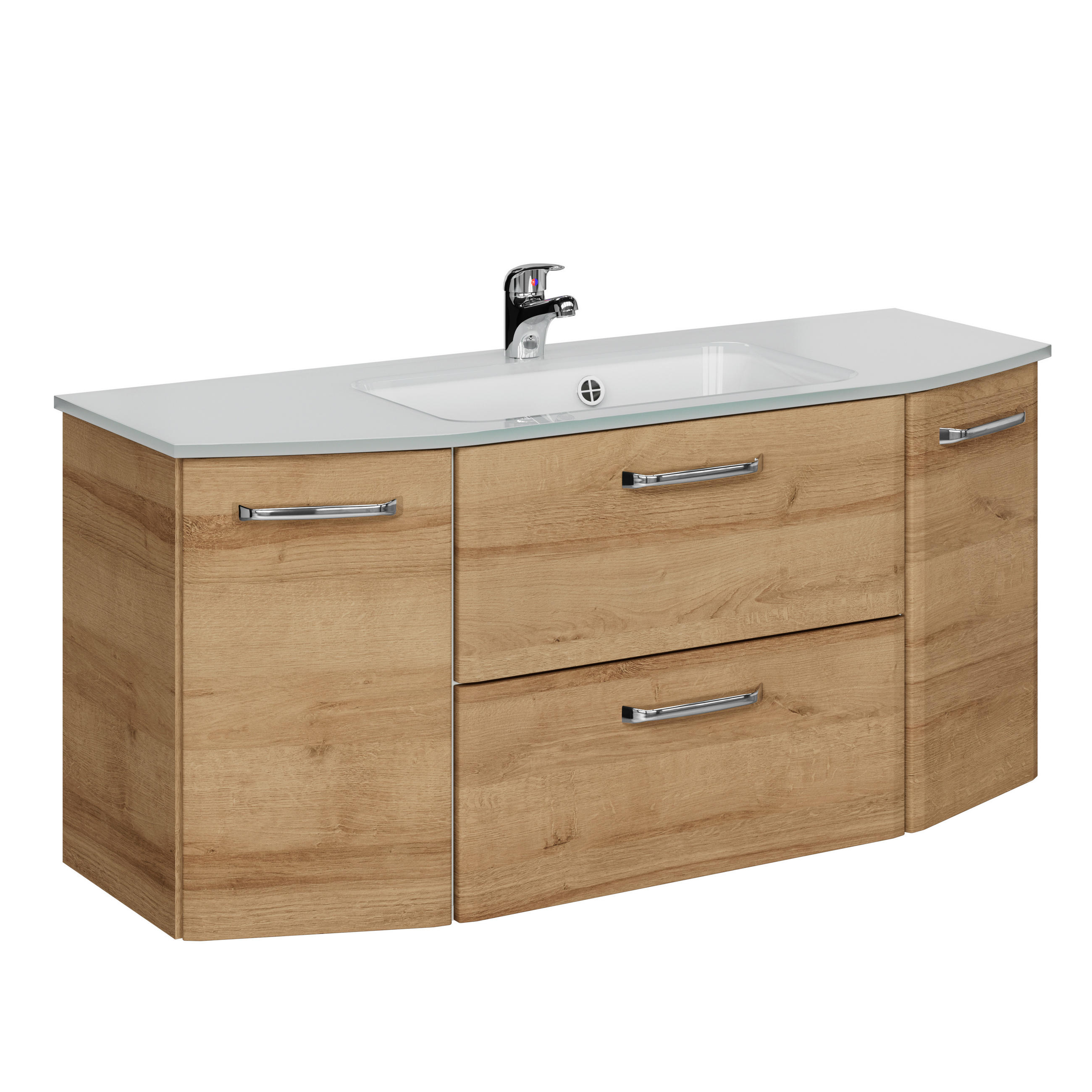 UMIVAL. ENOTA Z UMIVALNIKOM  - barve kroma/barve hrasta, Konvencionalno, kovina/steklo (112cm) - Pelipal