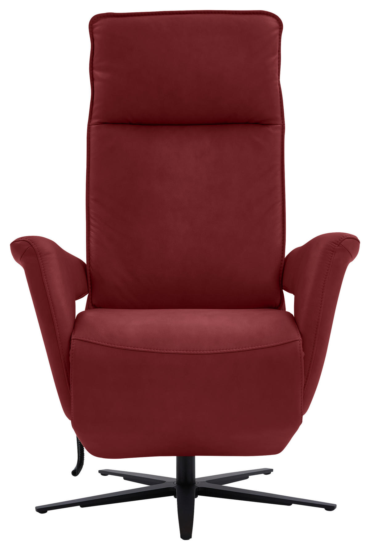 RELAXSESSEL in Leder Rot  - Rot/Schwarz, Design, Leder/Metall (83/123/87cm) - Valdera