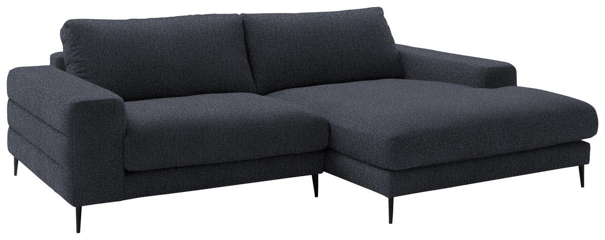 ECKSOFA in Flachgewebe Dunkelgrau  - Dunkelgrau/Schwarz, Design, Textil/Metall (253/177cm) - Dieter Knoll