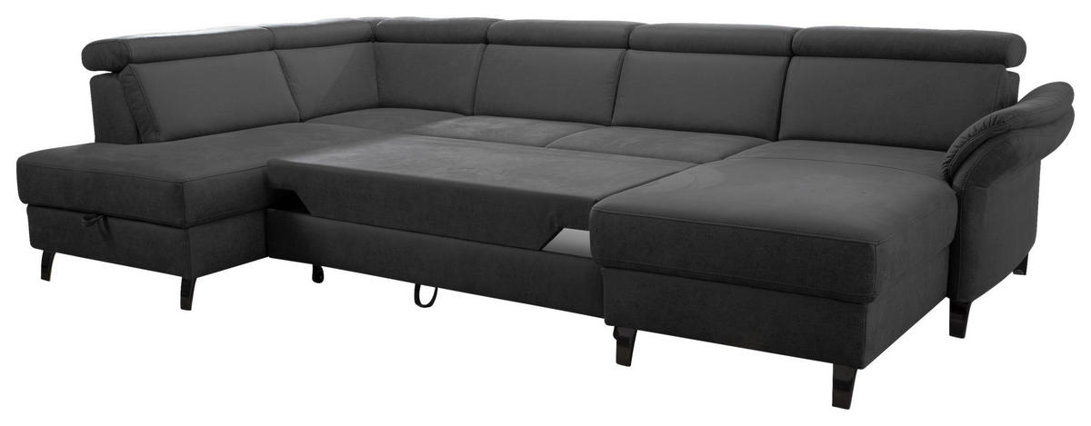 SALON PANORAMIQUE in Mikrofaser Grau, Schwarz  - Schwarz/Grau, Konventionell, Textil/Metall (193/317/165cm) - Sit & More