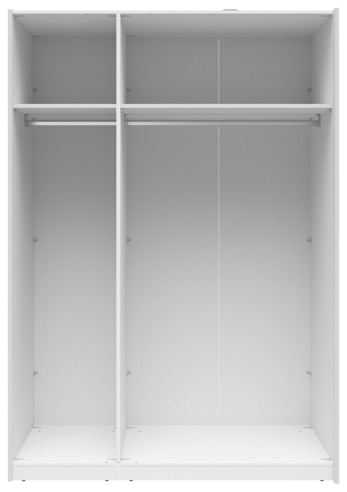 SCHWEBETÜRENSCHRANK 150/216/64 cm 2-türig Weiß  - Silberfarben/Weiß, Basics, Glas/Holzwerkstoff (150/216/64cm) - Boxxx