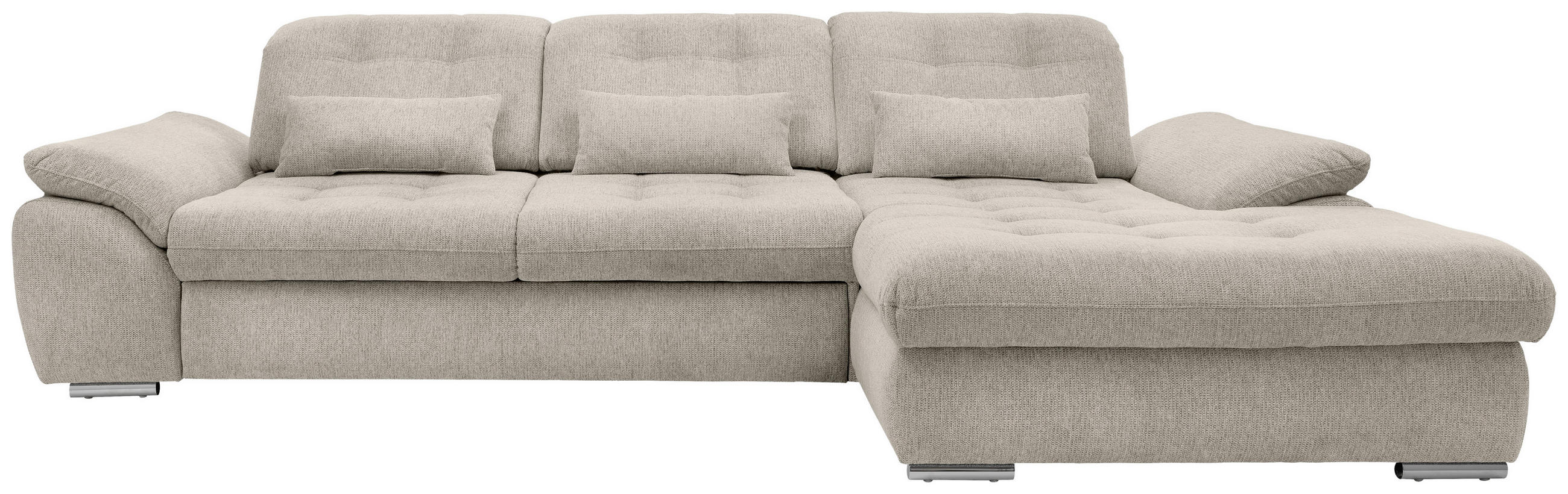 ECKSOFA in Chenille Beige - Chromfarben/Beige, Modern, Textil/Metall (314/184cm) - Livetastic