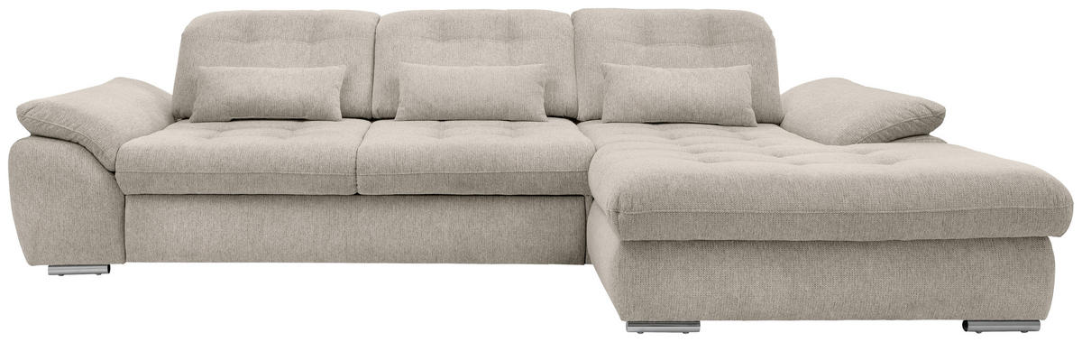 ECKSOFA in Chenille Beige  - Chromfarben/Beige, MODERN, Textil/Metall (314/184cm) - Livetastic