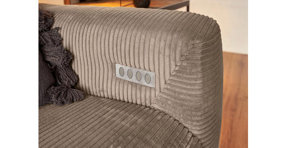 ECKSOFA  in Cord Taupe  180/266 cm  - Taupe/Schwarz, KONVENTIONELL, Textil/Metall (180/266cm) - Hom`in