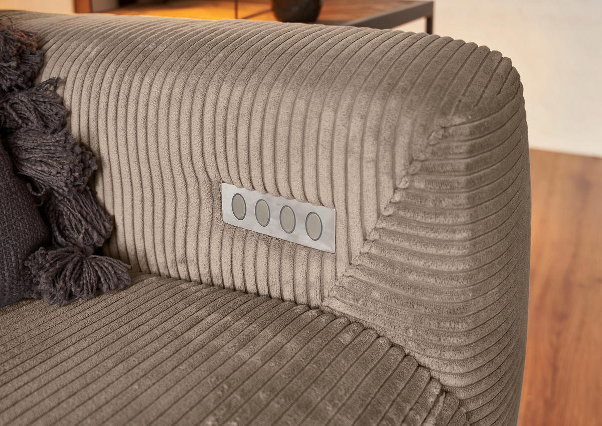 ECKSOFA in Cord Taupe  - Taupe/Schwarz, Konventionell, Textil/Metall (180/266cm) - Hom`in