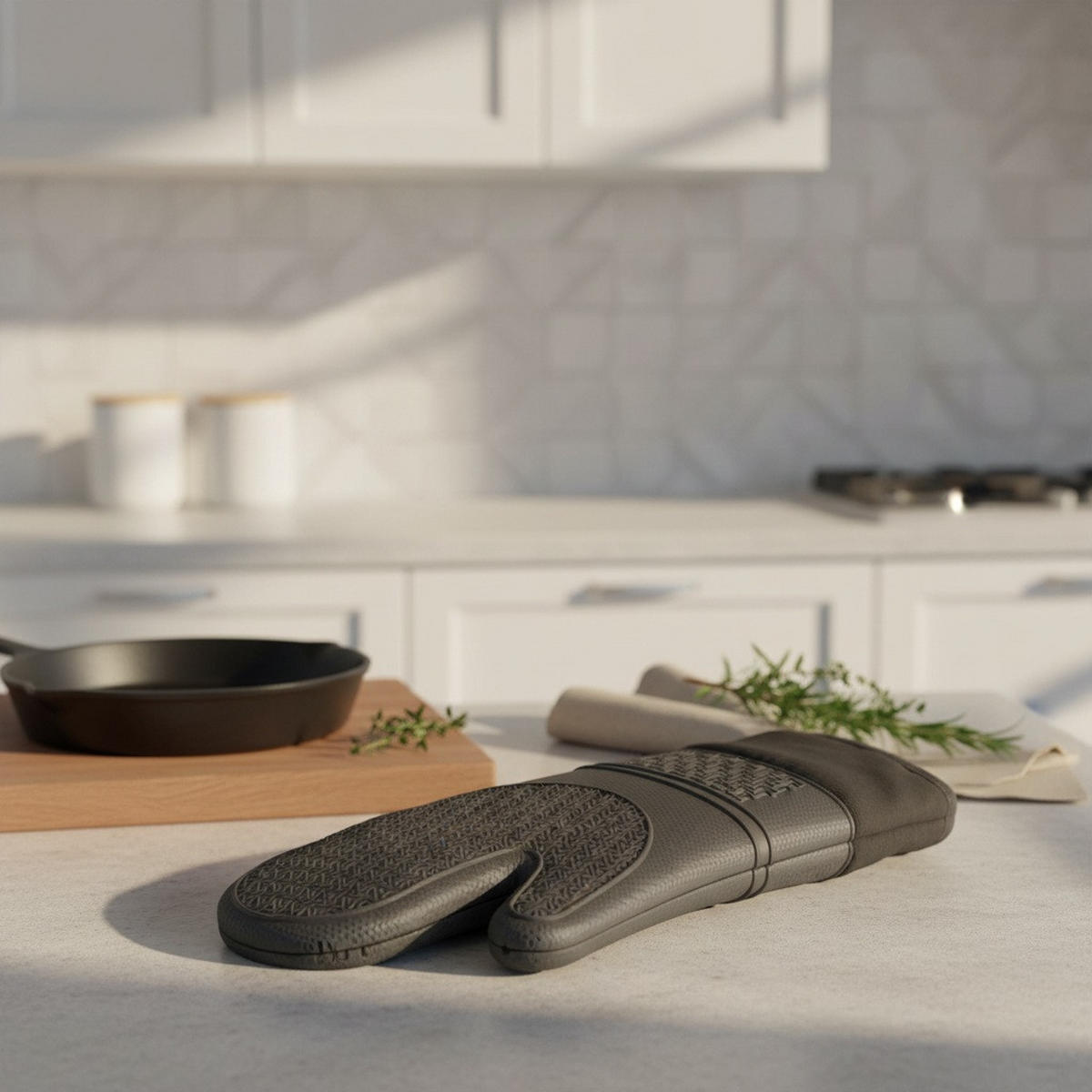 OFENHANDSCHUH Schwarz  - Schwarz, Basics, Kunststoff (19/3/42cm) - moHA!