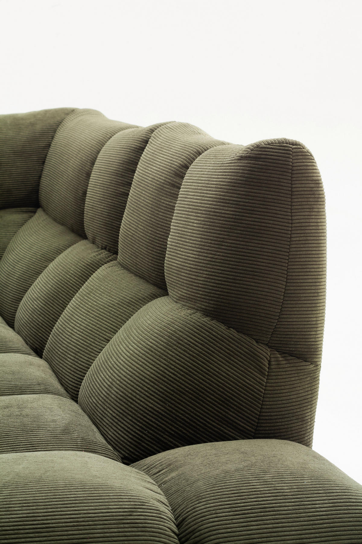 ECKSOFA Feincord Schilfgrün  - Schilfgrün/Schwarz, Design, Holz/Textil (288/215cm) - Pure Home Lifestyle