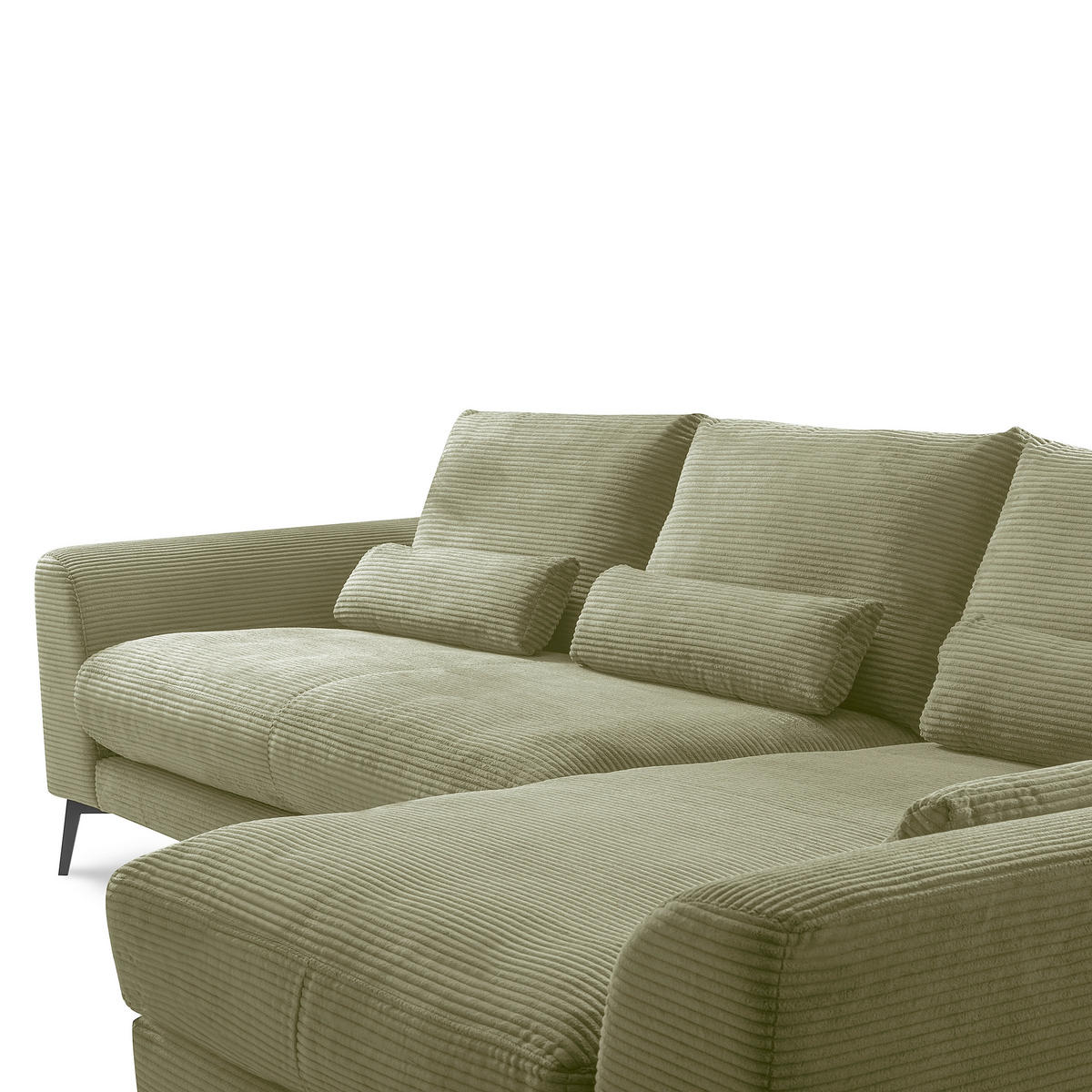 ECKSOFA Olivgrün Cord Nierenkissen, Rückenkissen  - Schwarz/Olivgrün, Design, Textil/Metall (313/172cm) - P & B