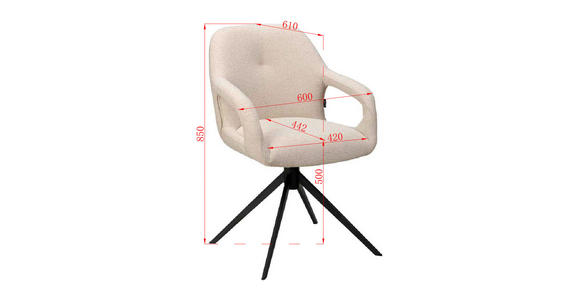 ARMLEHNSTUHL in Eisen Webstoff - Beige/Schwarz, Design, Textil/Metall (59,5/85,5/61,5cm) - Novel