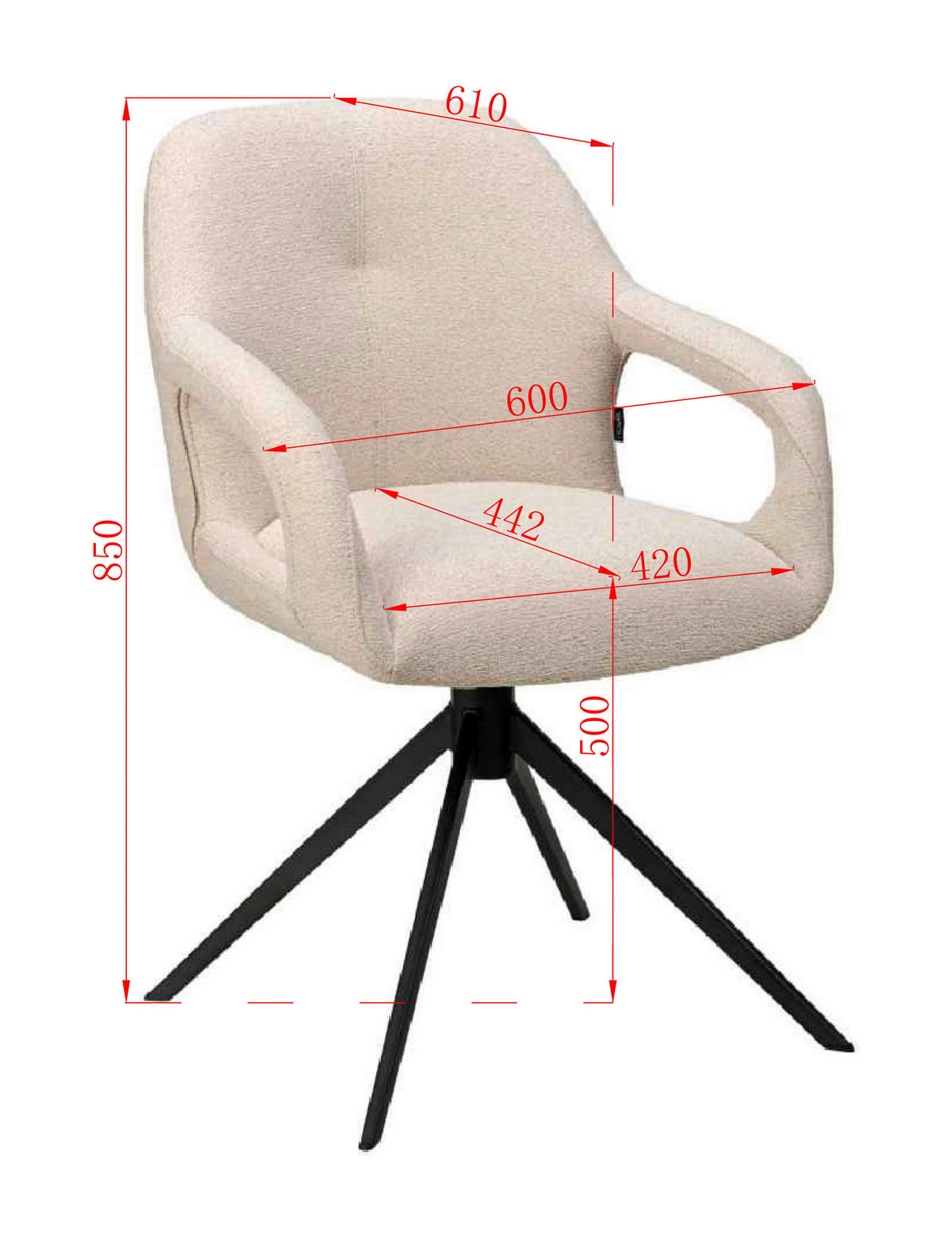 ARMLEHNSTUHL  in Eisen Webstoff  - Beige/Schwarz, Design, Textil/Metall (59,5/85,5/61,5cm) - Novel