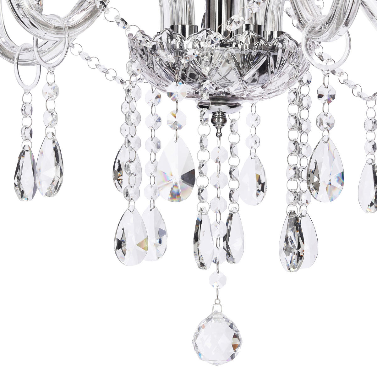 PENDELLAMPA Cristallo 78/78/125 cm  - kromfärg, Klassisk, metall/glas (78/78/125cm)