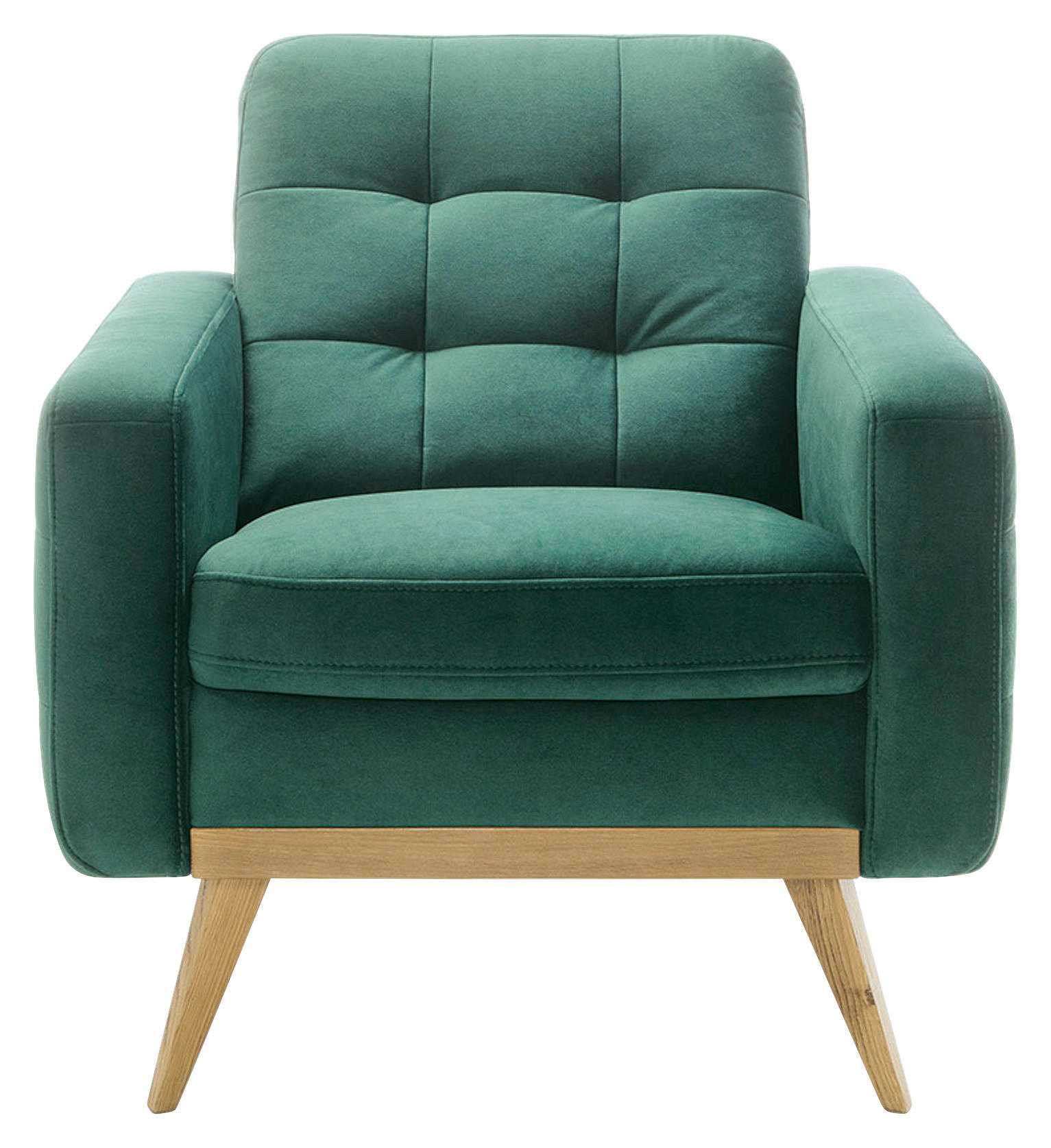 FERNSEHSESSEL  mit Rücken echt Velours Grün, Türkis  - Türkis/Eichefarben, Design, Holz/Textil (81/87/78cm) - Stylife