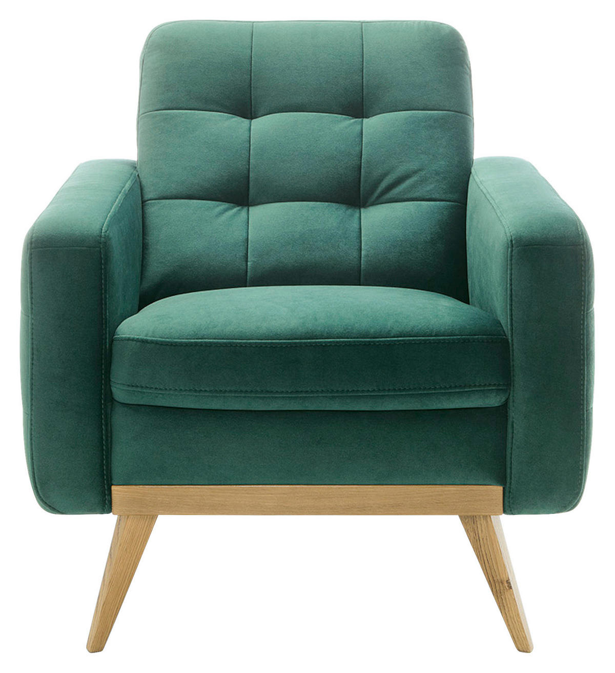 FERNSEHSESSEL  mit Rücken echt Velours Grün, Türkis  - Türkis/Eichefarben, Design, Holz/Textil (81/87/78cm) - Stylife